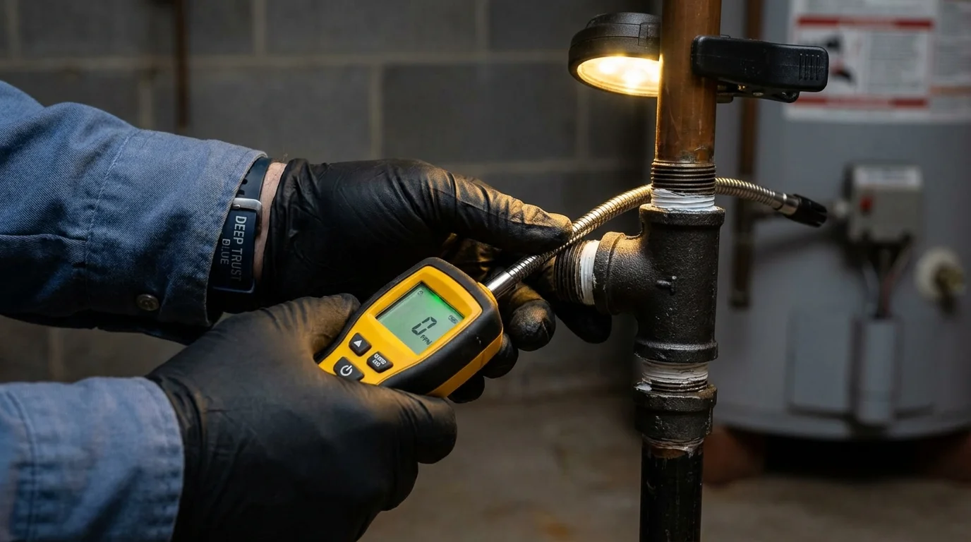 Gas leak detection with electronic sniffer by Johns Plumbing LLC in Westlake