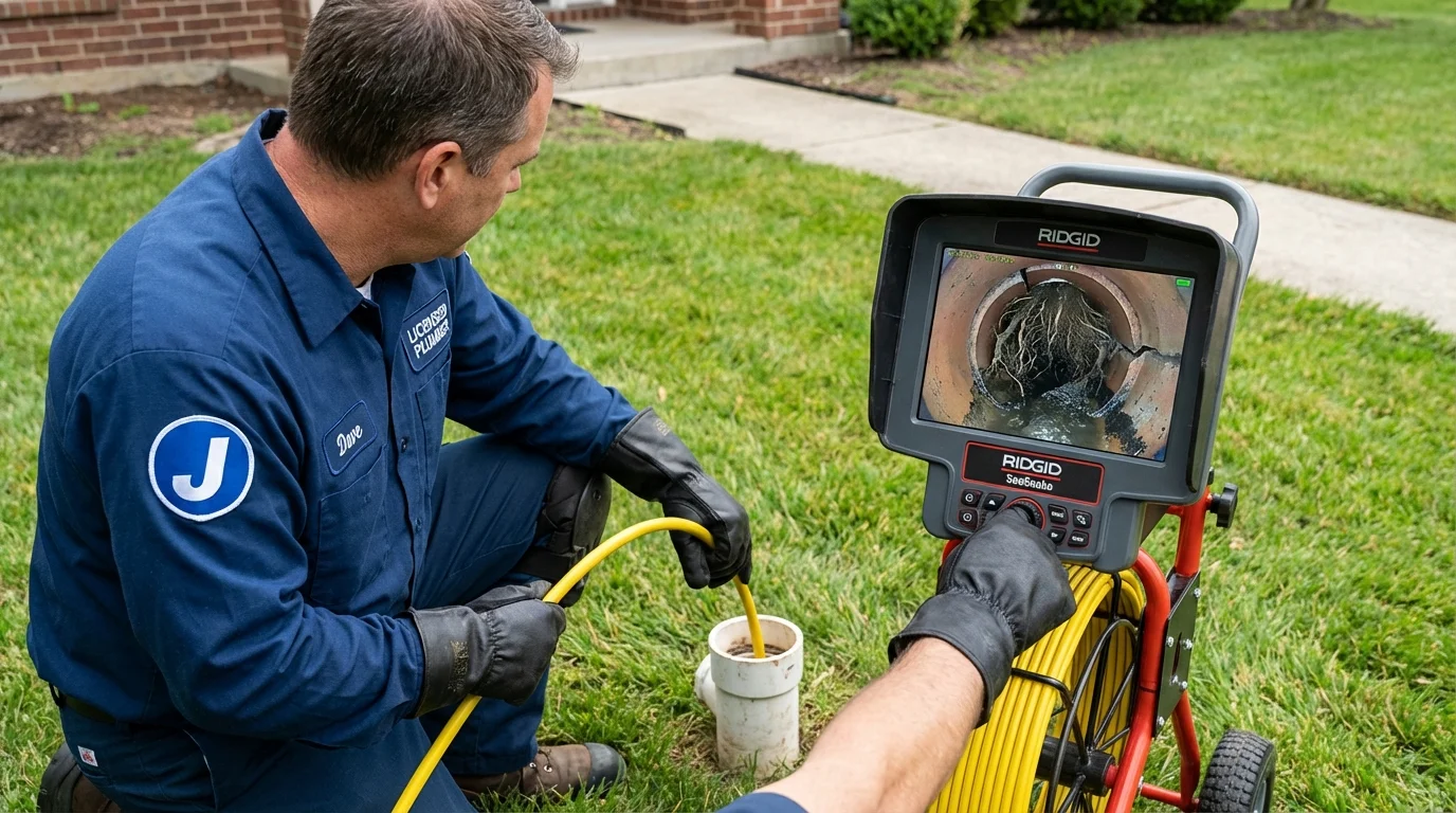 Sewer camera inspection being performed by Johns Plumbing LLC in Westlake